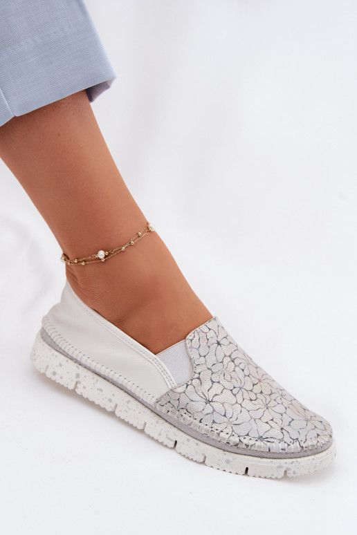 Botas femininas de couro Tem que serciejka 03512-70 Branco-cor prata