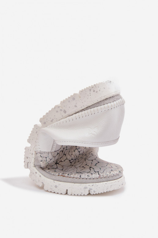 Botas femininas de couro Tem que serciejka 03512-70 Branco-cor prata