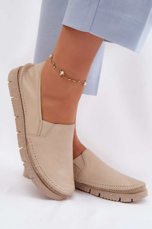 Botas femininas de couro Tem que serciejka 03512-04 bege