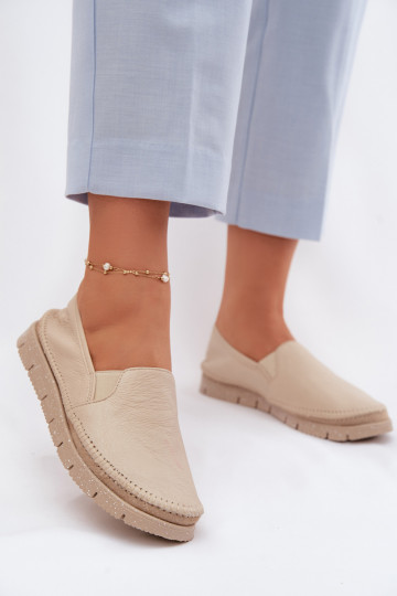 Sapatos femininos de couro com fecho Tai turiciejka 03512-04 cor areia 2