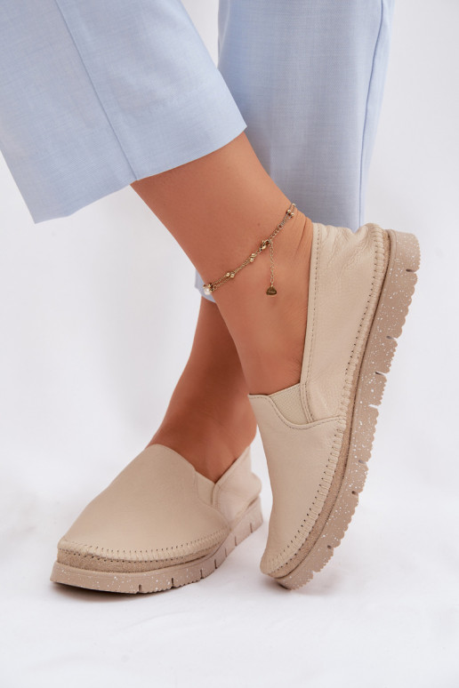 Botas femininas de couro Tem que serciejka 03512-04 bege