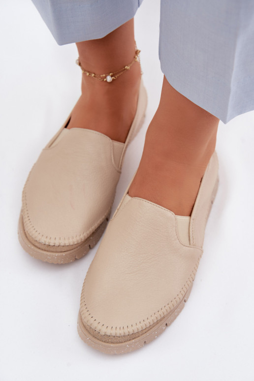 Botas femininas de couro Tem que serciejka 03512-04 bege