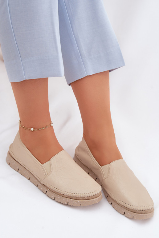 Botas femininas de couro Tem que serciejka 03512-04 bege