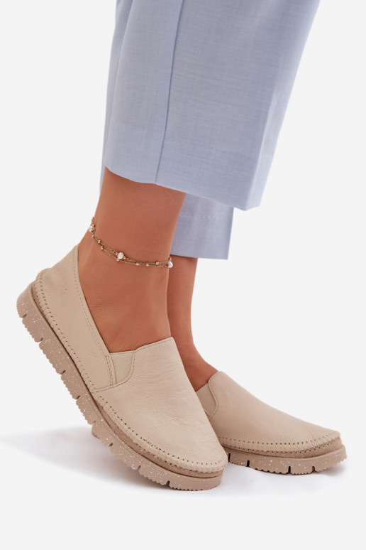 Botas femininas de couro Tem que serciejka 03512-04 bege