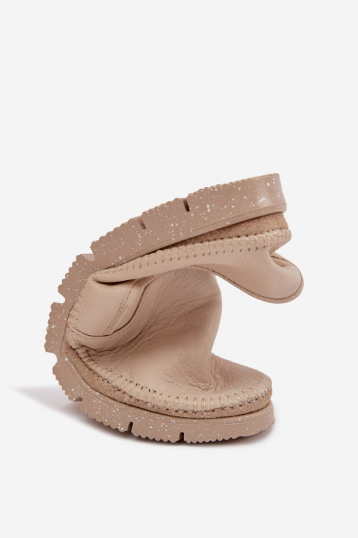 Botas femininas de couro Tem que serciejka 03512-04 bege