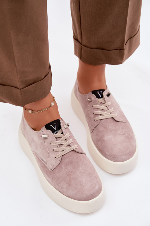 de camurça sapato Feminino com uma plataforma Vinceza 79605 bege