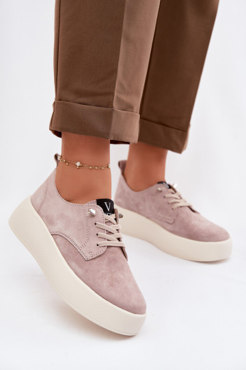 de camurça sapato Feminino com uma plataforma Vinceza 79605 bege 2