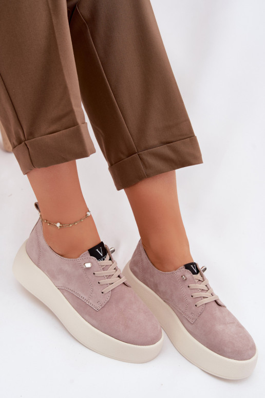 de camurça sapato Feminino com uma plataforma Vinceza 79605 bege