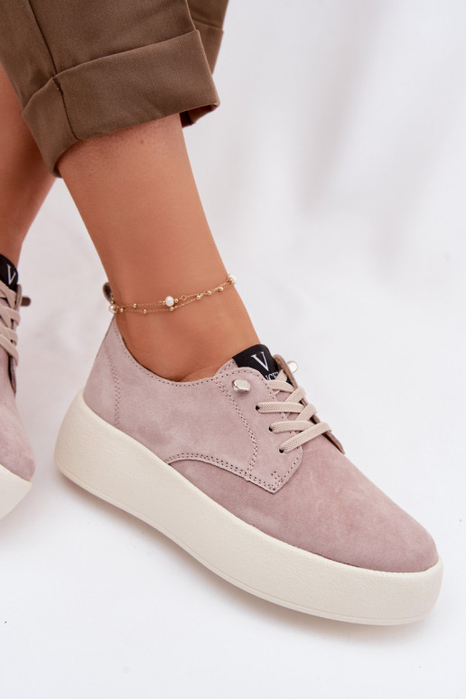 de camurça sapato Feminino com uma plataforma Vinceza 79605 bege