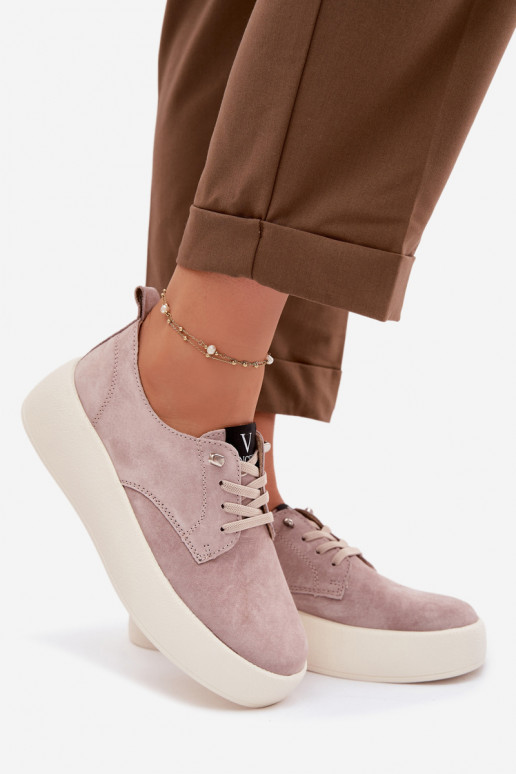 de camurça sapato Feminino com uma plataforma Vinceza 79605 bege