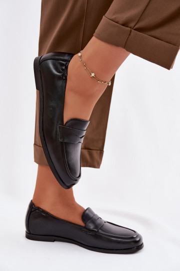 Mocassins com forro de couro natural Vinceza 18121 cor preta