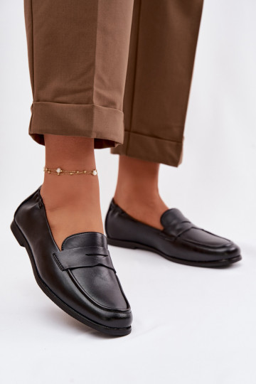 Mocassins com forro de couro natural Vinceza 18121 cor preta 2