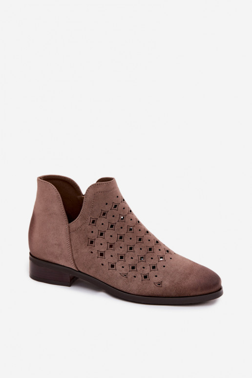 Botas a céu aberto Feminino com salto largo Vinceza 58626 bege