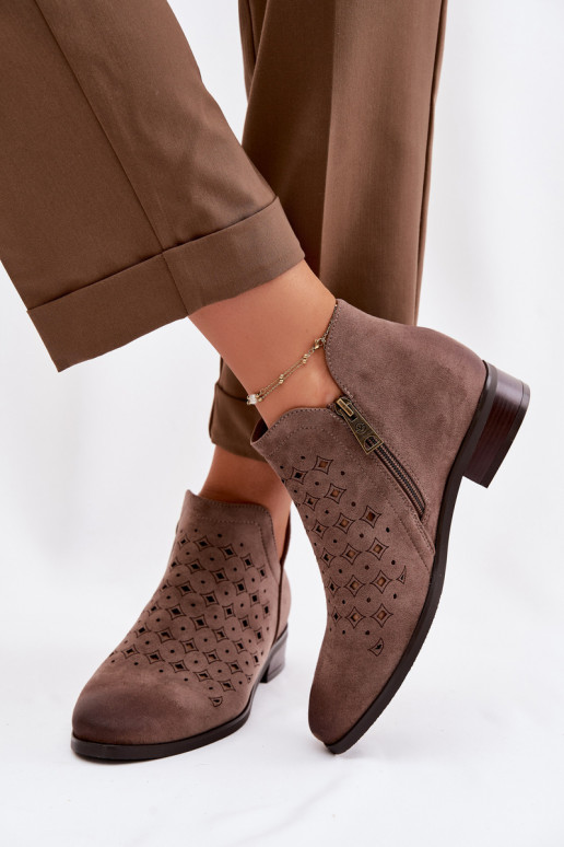 Botas a céu aberto Feminino com salto largo Vinceza 58626 bege