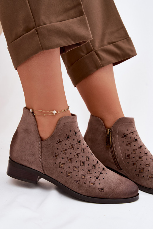 Botas a céu aberto Feminino com salto largo Vinceza 58626 bege