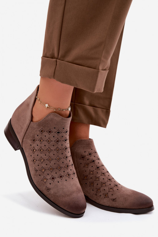 Botas a céu aberto Feminino com salto largo Vinceza 58626 bege