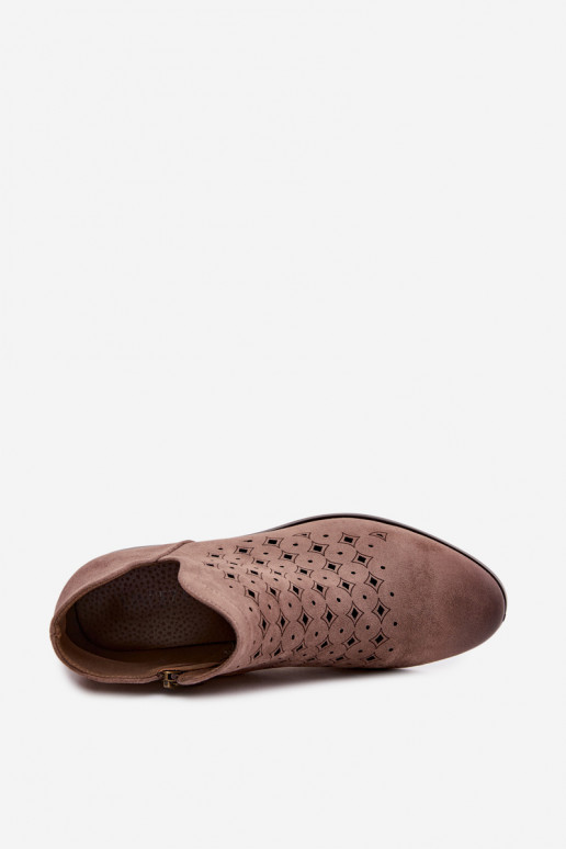 Botas a céu aberto Feminino com salto largo Vinceza 58626 bege