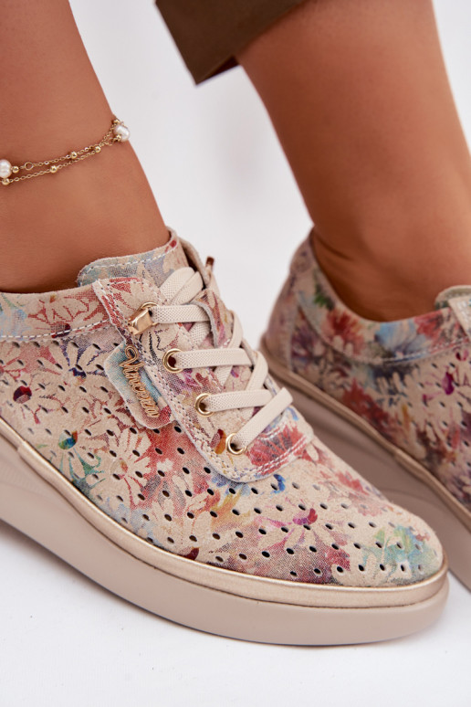 Camurça a céu aberto sapato Feminino Vinceza 79603 bege