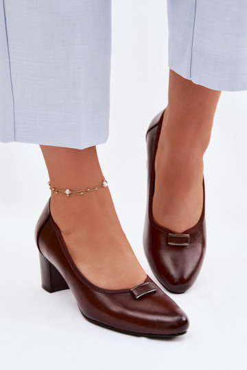 Sapato com salto Vinceza 58622 cor marrom