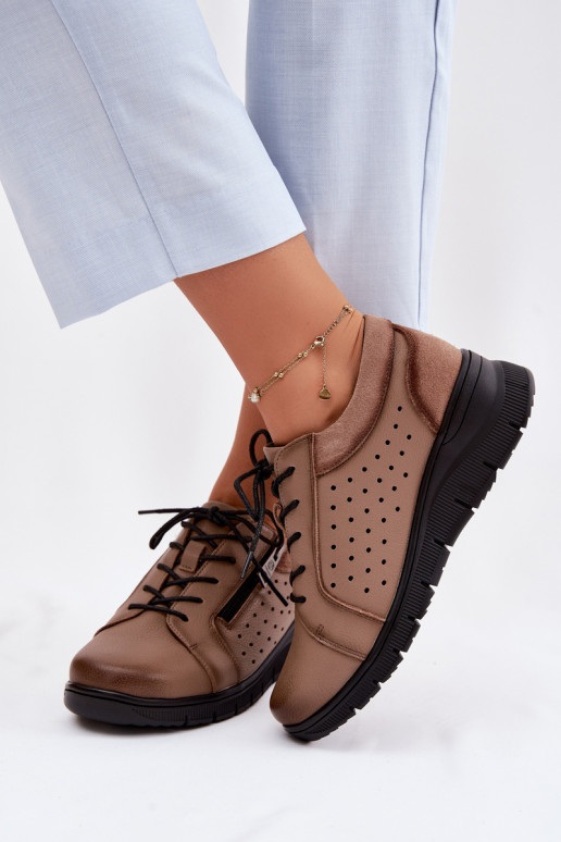 Pele sapato Feminino com uma plataforma Vinceza 39977 bege