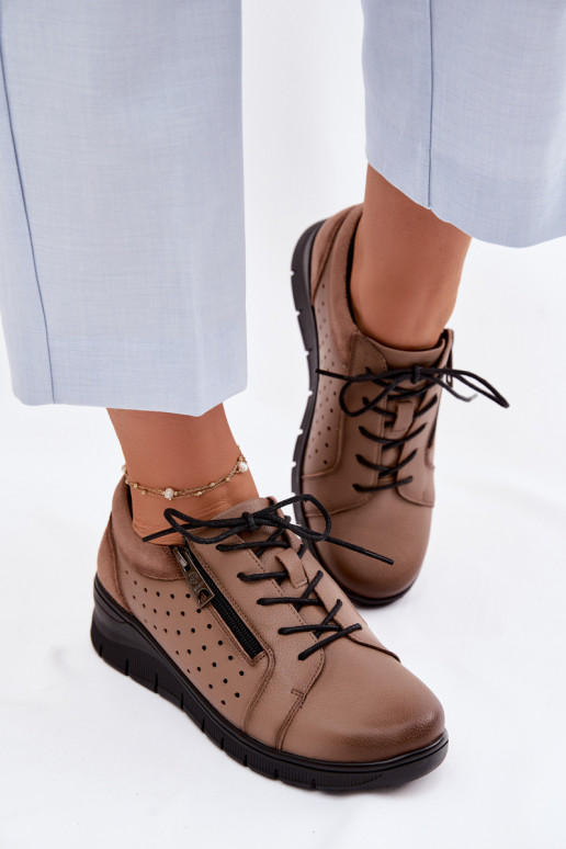 Pele sapato Feminino com uma plataforma Vinceza 39977 bege