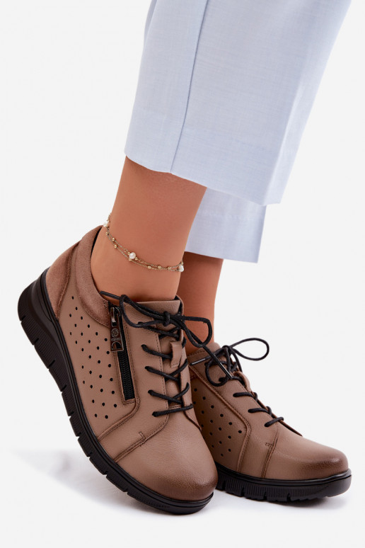 Pele sapato Feminino com uma plataforma Vinceza 39977 bege