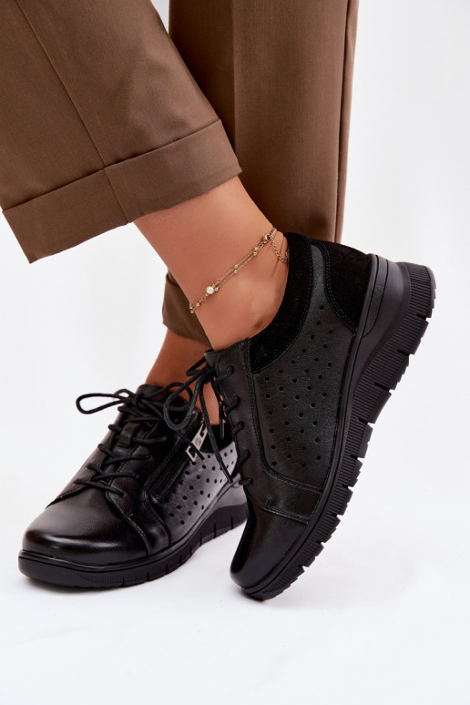 Pele sapato Feminino com uma plataforma Vinceza 39977 cor preta