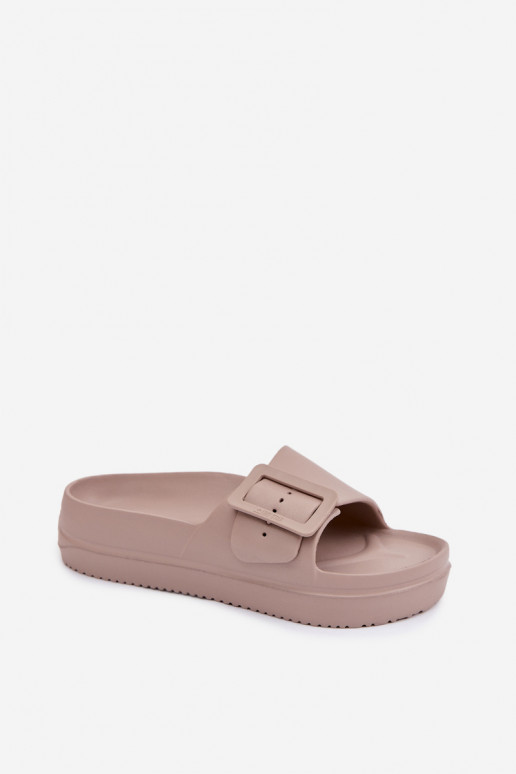 Chinelos femininos com espuma com uma plataforma com fivelas Big Star TT274A079 bege