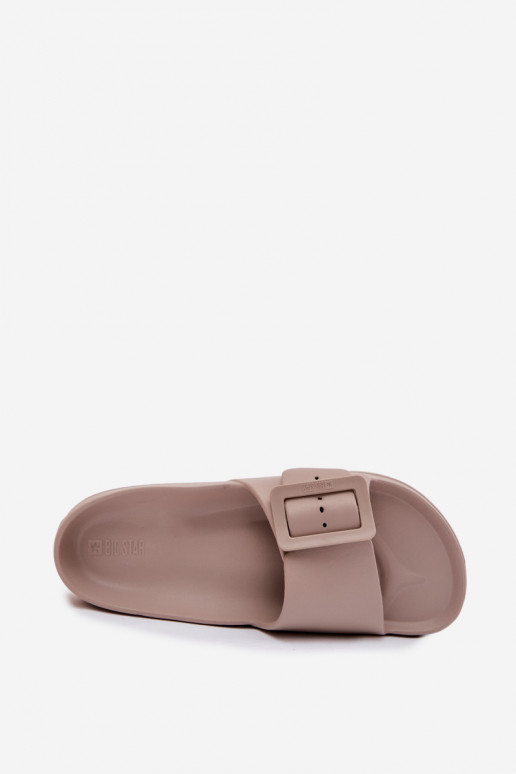 Chinelos femininos com espuma com uma plataforma com fivelas Big Star TT274A079 bege