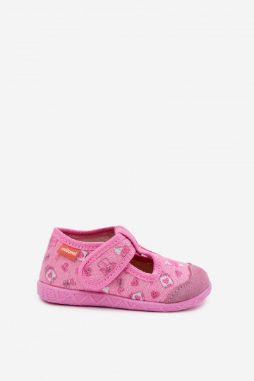 Chinelos Milami infantis com fechos adesivos com brilho rosa Jasimrra 2