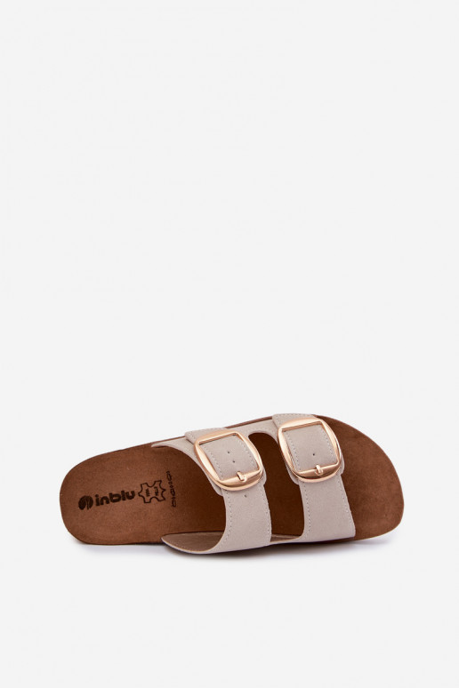 Chinelos femininos Ze cor douradami com fivelasmi Inblu CP000061 bege