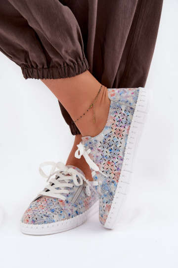 Sapatos com elementos vazados de camurça com detalhes prateados Kamelia 2