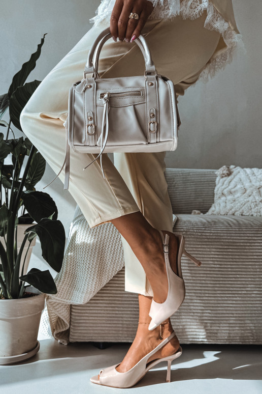 Sandálias femininas com salto fino bege Sevina