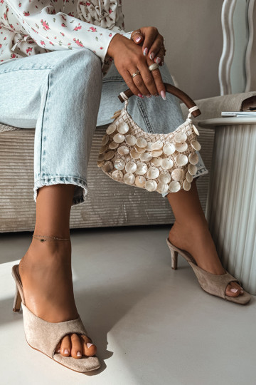 Chinelos femininos Habilitado Smukłym Obcasie bege Revina