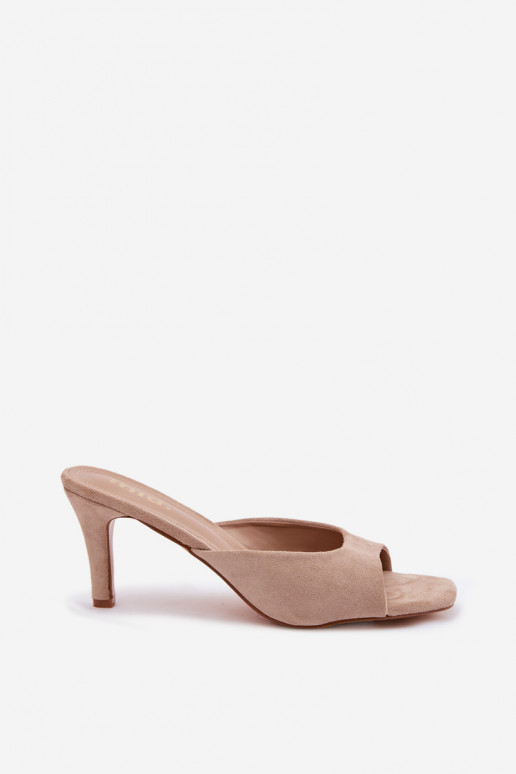 Chinelos femininos Habilitado Smukłym Obcasie bege Revina