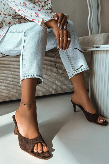 Chinelos femininos Habilitado Smukłym Obcasie CzekoladoParae Revina