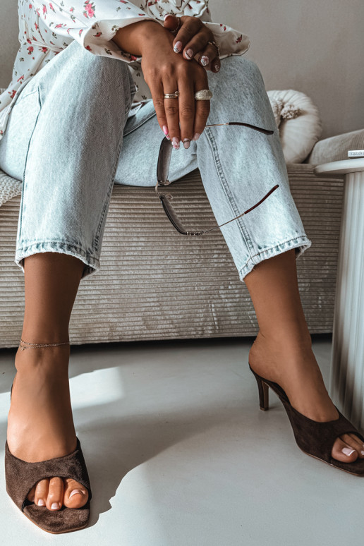 Chinelos femininos Habilitado Smukłym Obcasie CzekoladoParae Revina