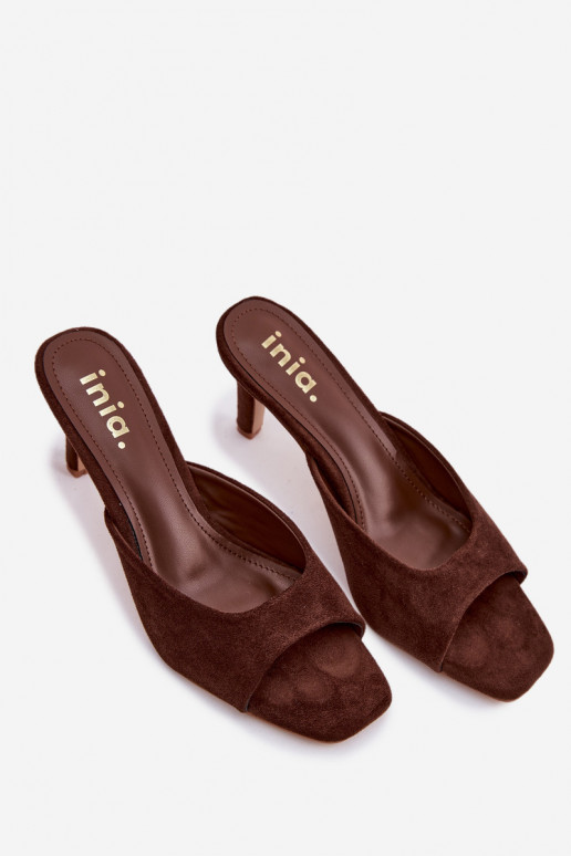 Chinelos femininos Habilitado Smukłym Obcasie CzekoladoParae Revina