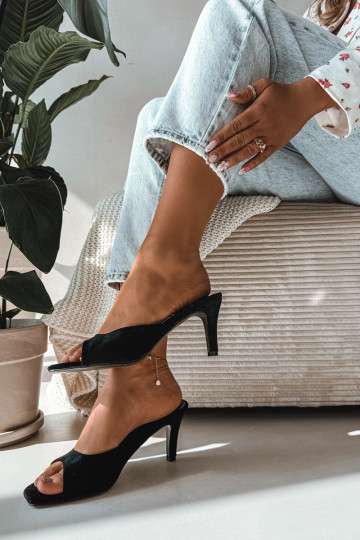 Chinelos femininos Habilitado Smukłym Obcasie cor preta Revina 2