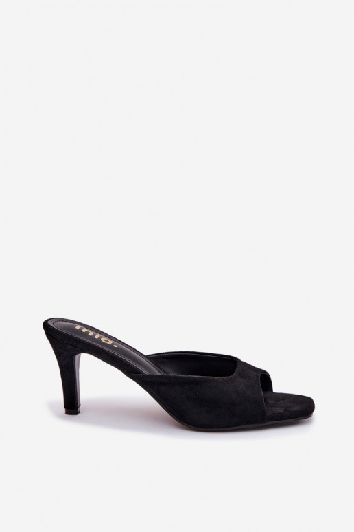 Chinelos femininos Habilitado Smukłym Obcasie cor preta Revina