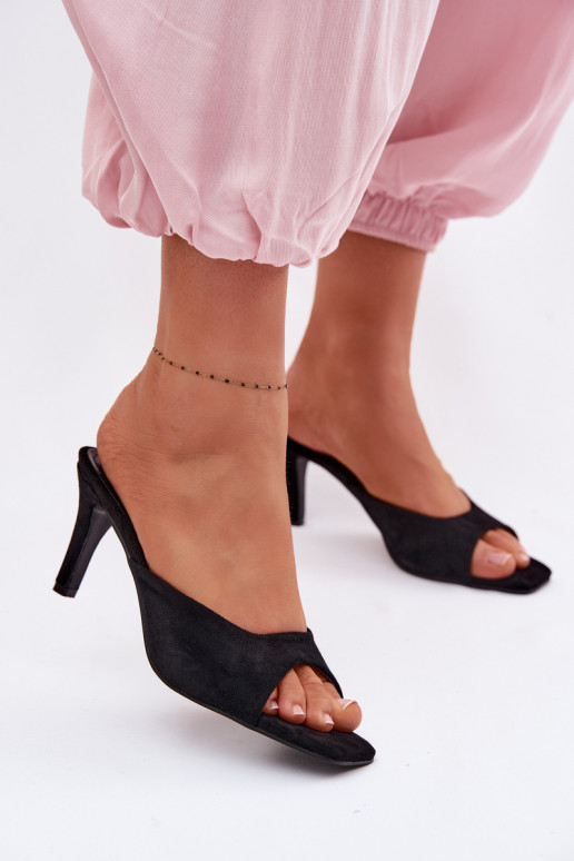 Chinelos femininos Habilitado Smukłym Obcasie cor preta Revina