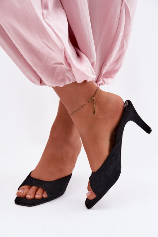 Chinelos femininos Habilitado Smukłym Obcasie cor preta Revina