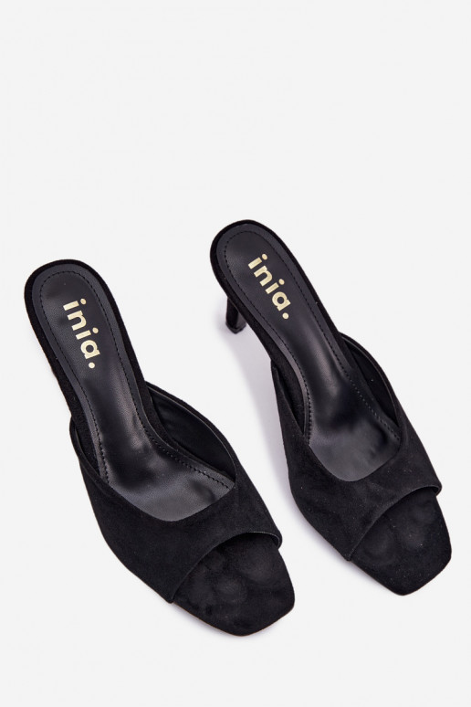 Chinelos femininos Habilitado Smukłym Obcasie cor preta Revina