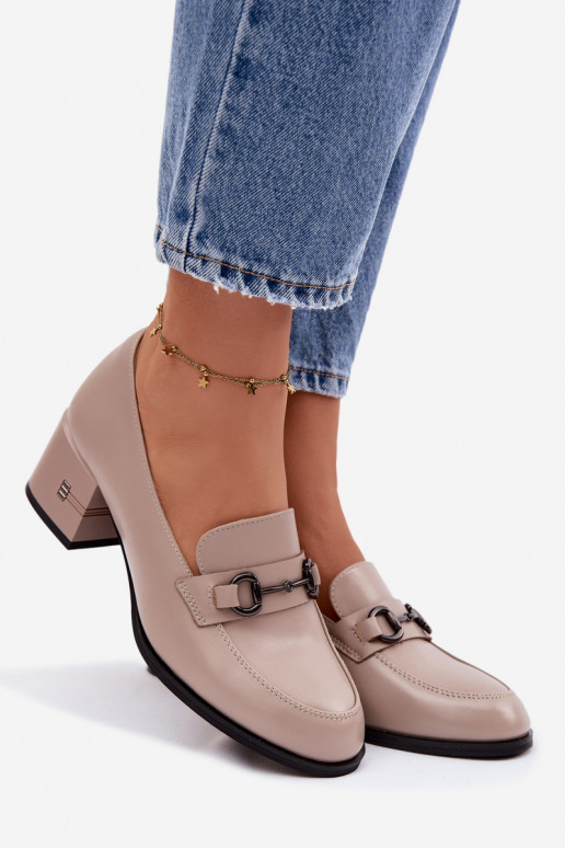 Pele sapato Feminino com salto Vinceza 18116 bege