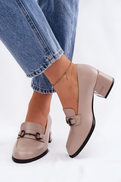 Pele sapato Feminino com salto Vinceza 18116 bege