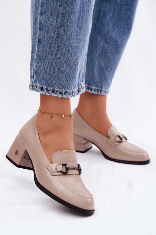 Pele sapato Feminino com salto Vinceza 18116 bege