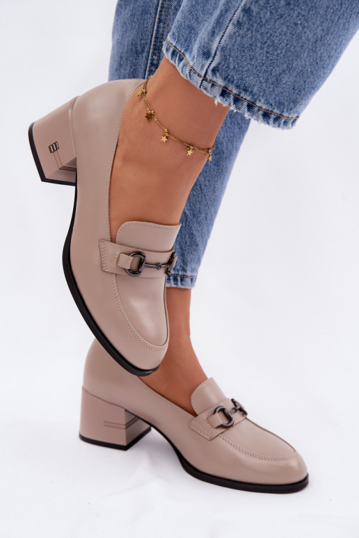 Pele sapato Feminino com salto Vinceza 18116 bege