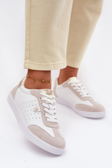 Sapatos em estilo esportivo femininos de couro natural S.Barski LR61-7091 brancos 2