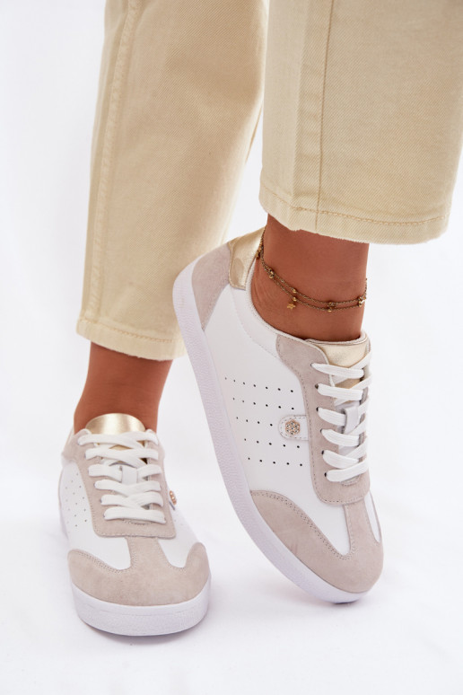 À modalo de tênis FemininoHabilitadoturalnej Skóry S.Barski LR61-7091 cor branca