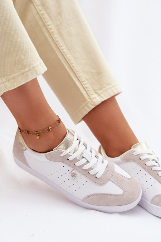 À modalo de tênis FemininoHabilitadoturalnej Skóry S.Barski LR61-7091 cor branca